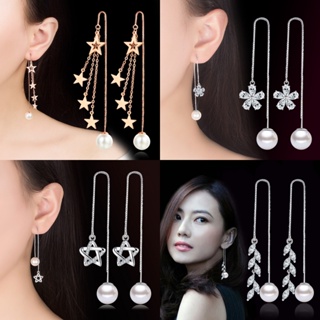 BONNY JEWELRY เครื่องประดับ เงิน ตุ้มหู ต่างหู Silver หนีบ 925 ต้นฉบับ เครื่องประดับ ห่วง แท้ ไข่มุก ผู้หญิง เกาหลี แฟชั่นพู่ แฟชั่น M032