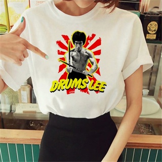 เสื้อยืด พิมพ์ลายมังงะ Bruce Lee สไตล์สตรีท สําหรับผู้หญิง