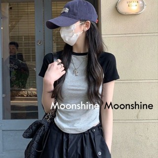 Moon  เสื้อครอป เสื้อแฟชั่นผู้หญิง y2k สีพื้น สําหรับผู้หญิง ใส่ไปคลับ ปาร์ตี้ 2023 NEW Jl1415 สวย พิเศษ Stylish ทันสมัย A29J1FS 36Z230909