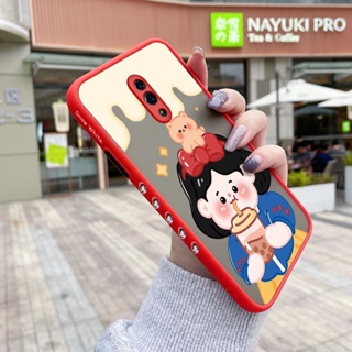 สําหรับ OPPO Reno Reno Z Reno เคส การ์ตูน ชานม เด็กผู้หญิง รูปแบบ บาง ขอบสี่เหลี่ยม ดีไซน์ใหม่ กันกระแทก ฝ้า ใส เคสโทรศัพท์แข็ง