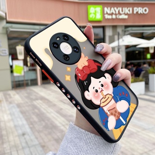 สําหรับ Huawei Mate 40 Pro Mate 40 Pro+ เคส การ์ตูน ชานม เด็กผู้หญิง รูปแบบ บาง ด้าน สี่เหลี่ยม ขอบ การออกแบบใหม่ กันกระแทก ฝ้า ใส เคสโทรศัพท์แข็ง