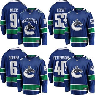 เสื้อกีฬาแขนยาว ลายทีม Miller Horvat Pettersson Boeser HQ1 NHL Vancouver Canucks พลัสไซซ์ QH1