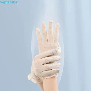 September ถุงมือฤดูร้อน ตกปลา ระบายอากาศ ลูกไม้ กลางแจ้ง หน้าจอสัมผัส สําหรับผู้หญิง ถุงมือแบบเต็มนิ้ว