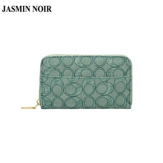 Jasmin NOIR กระเป๋าสตางค์ ใบยาว หนัง PU มีซิป เรียบง่าย สําหรับผู้หญิง