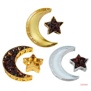 Zzz Eid Mubarak Moon Star ถาดเสิร์ฟอาหาร ขนมหวาน รอมฎอน มุสลิม ปาร์ตี้อิสลาม