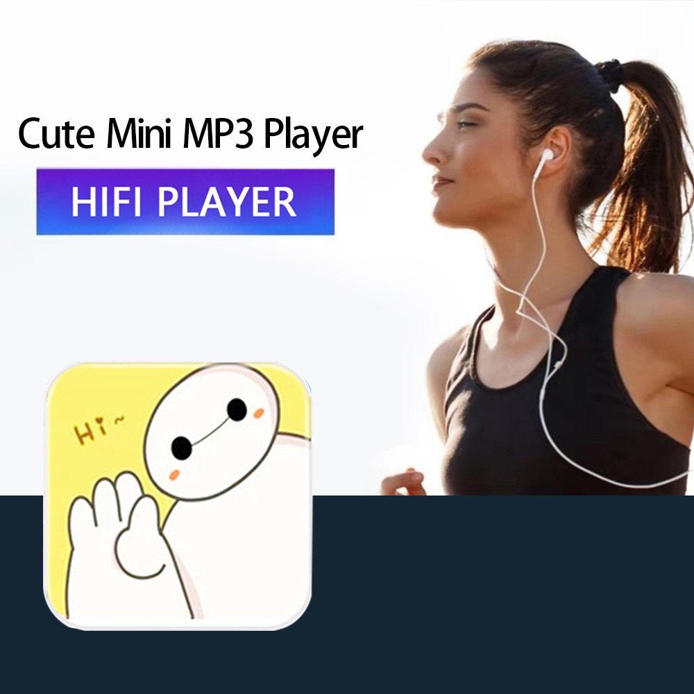 มินิการ์ตูนรูปแบบเพลงเครื่องเล่น MP3 กีฬานักเรียนวิ่งเพลงวอล์คแมนด้วยสาย USB + หูฟัง
