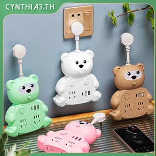 2USB + 2 Multi Socket T-ADAPORT 2A USB Universal Extension Plug Neon Indicator Multi Universal Adapter Cartoon bear Night Light Usb Cynthia