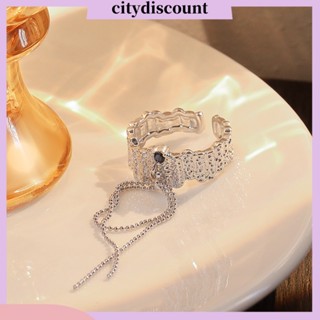 &lt;citydiscount&gt; เครื่องประดับ แหวนโซ่ ประดับพลอยเทียม ปรับได้ แวววาว สําหรับผู้หญิง