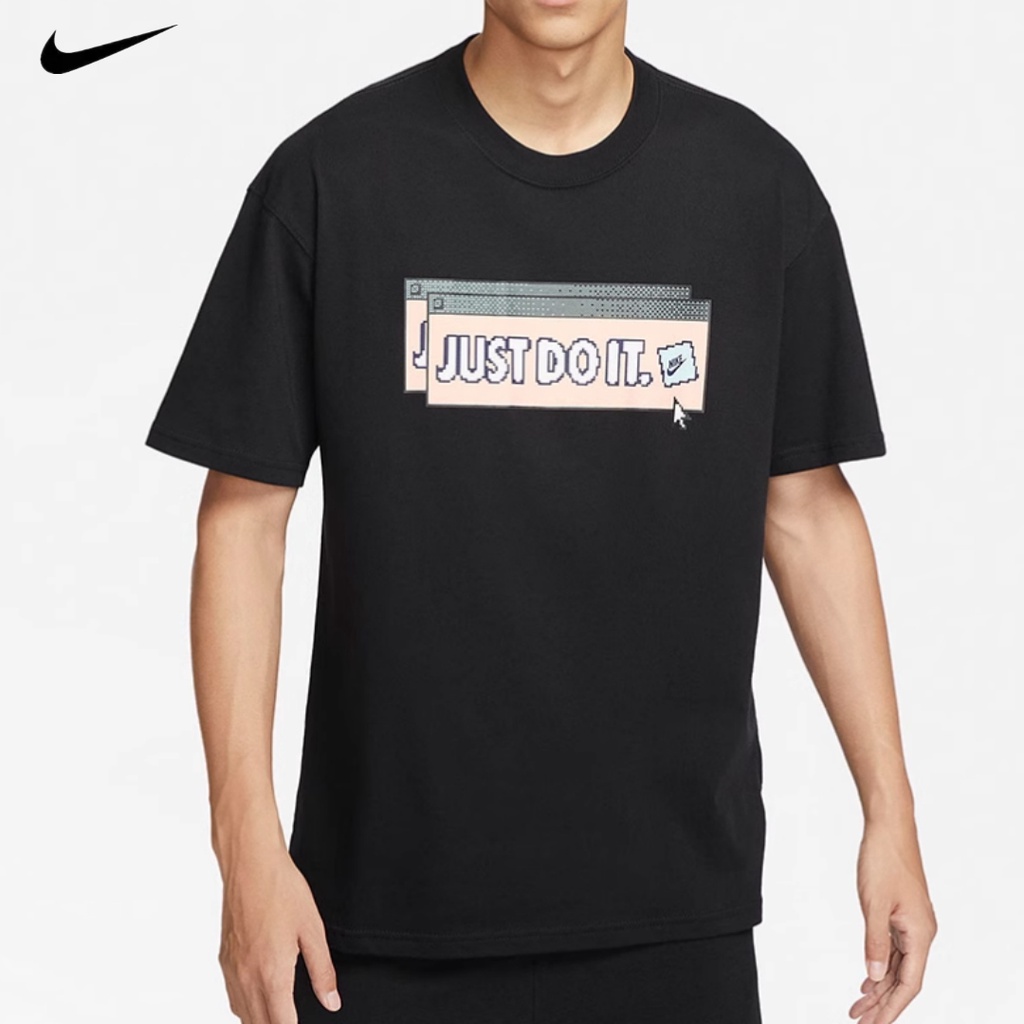 Nike เสื้อยืดแขนสั้นลําลอง พิมพ์ลายโลโก้ JUST DO IT สําหรับผู้ชาย ผู้หญิง FD1301-