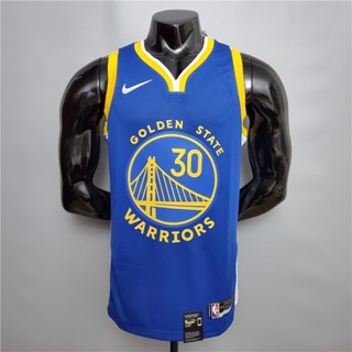 #30Curry เสื้อกีฬาบาสเก็ตบอล ทีม Golden State Warriors สีฟ้า เสื้อกั๊กบาสเก็ตบอล 30 Au Version Hot Press