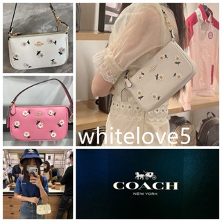 Nolita 19 With Daisy Embroidery C3356 หนังแท้ ลายดอกไม้ กระเป๋าสะพายข้าง COAC H กระเป๋าถือ