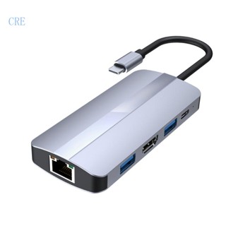 Cre 9 in 1 ฮับ USB Type-C เป็น HDMI SD TF PD USB