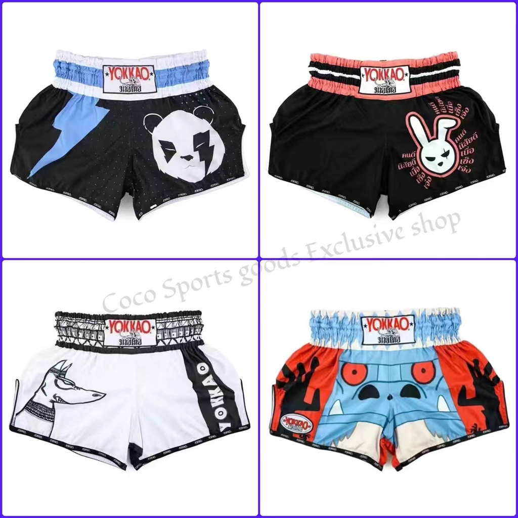 [Yokkao] New Muay Thai Shorts Fighting Muay Thai Boxing Clothes Men's and Women's Same Beach Pants Adult and Children Fighting Competition Training Clothes muay thai shorts fighting shorts boxing shorts
