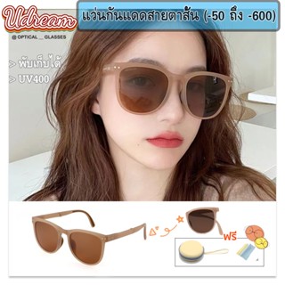 แว่นตากันแดด สายตาสั้น 1.56 HD (-50 ถึง -600) UV400 พับได้ ป้องกันแสงสะท้อน ป้องกันรังสีอัลตราไวโอเลต TR90 แบบพกพา แฟชั่น สําหรับผู้หญิง และผู้ชาย