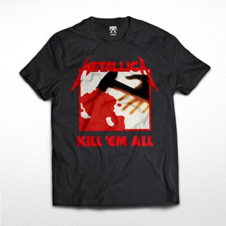 เสื้อยืดคอกลมKaos BAND METALLICA Kill Em เสื้อยืดลําลอง แขนสั้น คอกลม พิมพ์ลายวงร็อคธรัชเมทัล KAOS BAND VINTAGE สําหรับผ