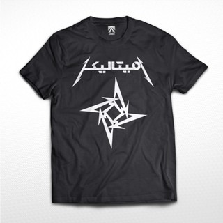 เสื้อยืดคอกลมเสื้อยืด พิมพ์ลายโลโก้ Metallica Arabic สไตล์ร็อค สําหรับผู้ชาย และผู้หญิงS-4XL