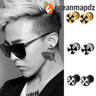 Oceanmapdz อัศวิน เทมพาร์ค ต่างหู หยดน้ํามัน สีพื้น เรียบง่าย สตรีท สวมใส่ ของขวัญ สไตล์เกาหลี ฮิปฮอป