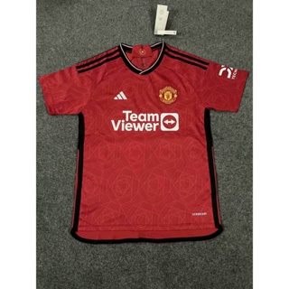 เสื้อกีฬาแขนสั้น ลายทีมฟุตบอล Manchester United 2324 ชุดเหย้า สีแดง สําหรับผู้ชาย ไซซ์ S-XXL