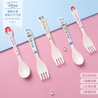 Disney ช้อนส้อม ช้อนส้อมเมลามีน ลายการ์ตูนดิสนีย์ ขนาดเล็ก เกรดอาหาร สําหรับเด็ก ช้อน