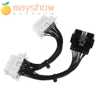 Mayshow สายเคเบิลต่อขยาย OBD 16 Pin OBD2 OBD2 2 พอร์ตตัวเมีย 15 ซม. OBD2 อุปกรณ์เสริม สําหรับรถยนต์