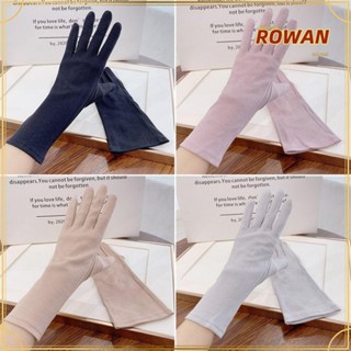 Rowans ถุงมือผ้าฝ้าย แฟชั่น กันแดด สีพื้น