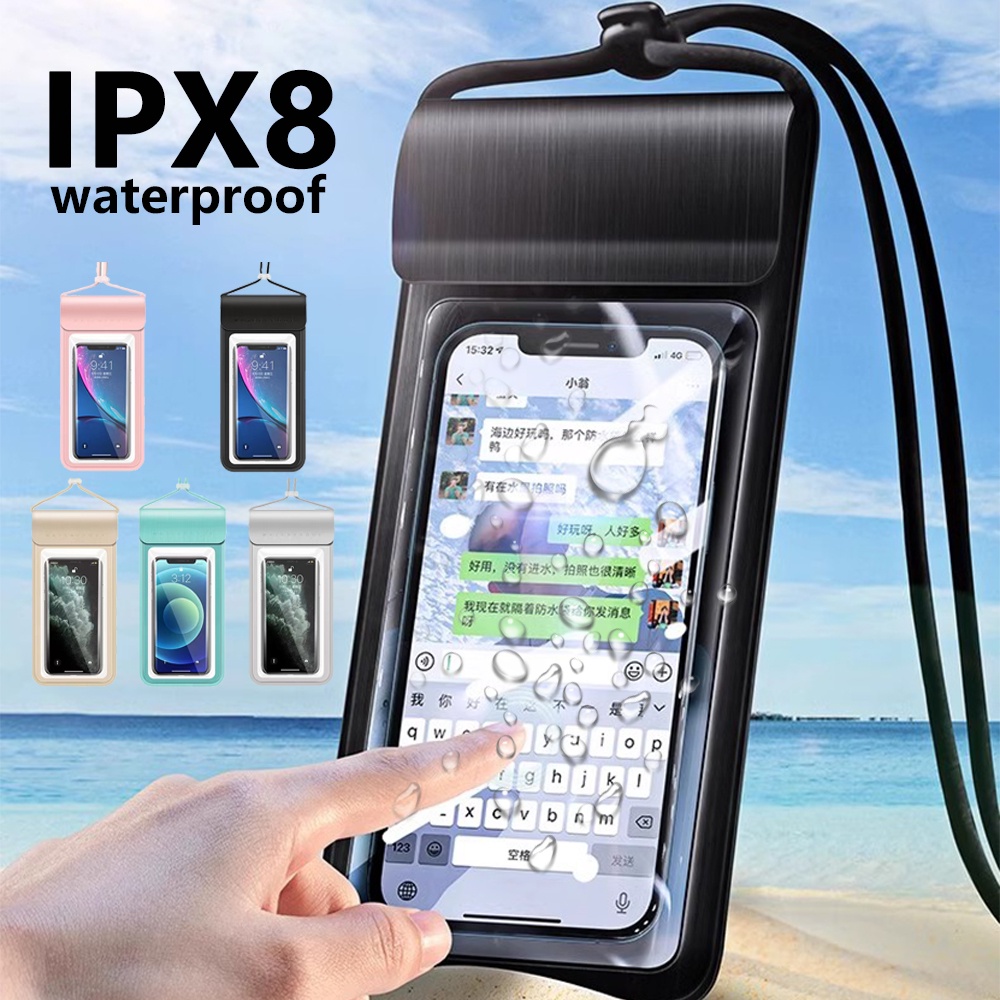 กระเป๋าโทรศัพท์กันน้ํากระเป๋าโทรศัพท์ใต้น้ําสําหรับiphone 16 15 14 Pro Max 13 12 11 X XS XR 8 7 Plus SEว่ายน้ําดําน้ําปลอกใส่โทรศัพท์