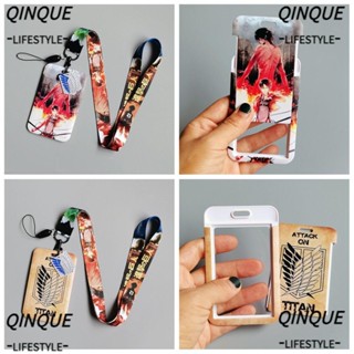 QINJUE Cute Card Holder Cartoon Credit Cover Case Attack on Titan Retractable Reel Lanyard Anime Staff Card Lanyard Bus Card Case Hang Rope Identity ID Card Sleeve