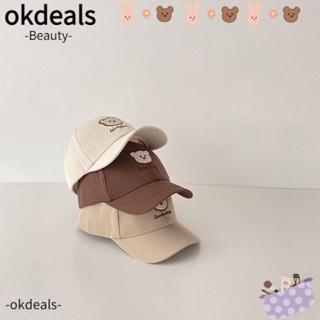 OKDEALS หมวกเบสบอล หมวกกันแดด ปักลายหมี แบบนิ่ม ปรับระดับได้