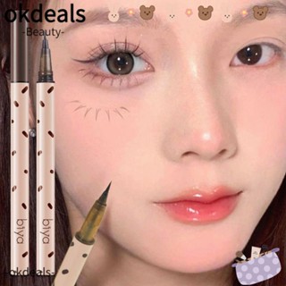 OKDEALS อายไลเนอร์ เนื้อลิขวิด เบาพิเศษ ใช้ง่าย เครื่องสําอางสําหรับดวงตา แปรงแต่งหน้า ไม่เวียนหัว