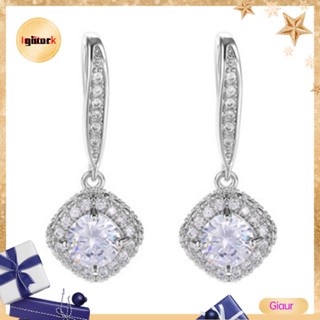 Giaurz Cubic Zirconia ต่างหูตะขอห้อย เครื่องประดับปาร์ตี้