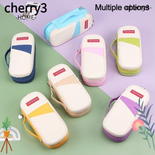 Cherry3 กระเป๋าดินสอ กระเป๋าถือ ความจุขนาดใหญ่ สองชั้น สําหรับใส่เครื่องสําอาง