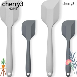 Cherry3 ไม้พายซิลิโคน ยืดหยุ่น ทนความร้อน ขนาดเล็ก 2 ชิ้น และไม้พายซิลิโคน ขนาดใหญ่ 2 ชิ้น สีเทาอ่อน ไม่เหนียวติด สําหรับห้องครัว 4 ชิ้น