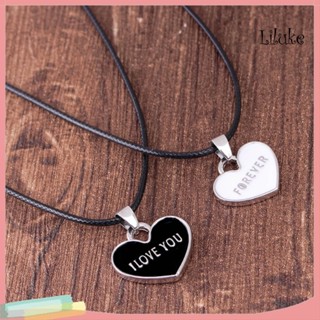 Lk-- สร้อยคอ จี้รูปหัวใจ I Love You Forever สีดํา สีขาว ของขวัญวาเลนไทน์ สําหรับทุกเพศ 1 คู่