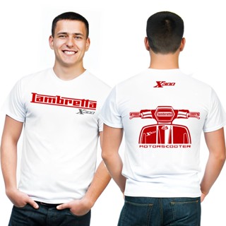 เสื้อยืดคุณภาพดี เสื้อยืด คอกลม แขนสั้น  LAMBRETTA X300   สกรีน Flex pu  ขอบสวย คมชัด ผ้า cotton 100% เสื้อยืดพิมพ์คุณภา