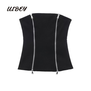 Uibey Chain Smock Peplum เสื้อสายเดี่ยว สุดเซ็กซี่ 8819