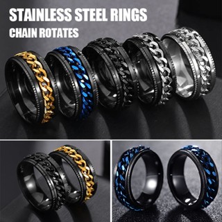 New 1pc Men Women Stainless Steel Rings Chain Spinner Bands Jewelry Gift