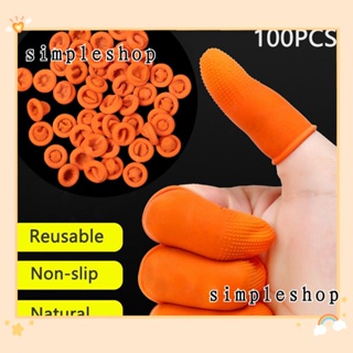 SIMPLE ถุงมือยางธรรมชาติ สีส้ม ใช้ซ้ําได้ สําหรับป้องกันเล็บ 100 ชิ้น