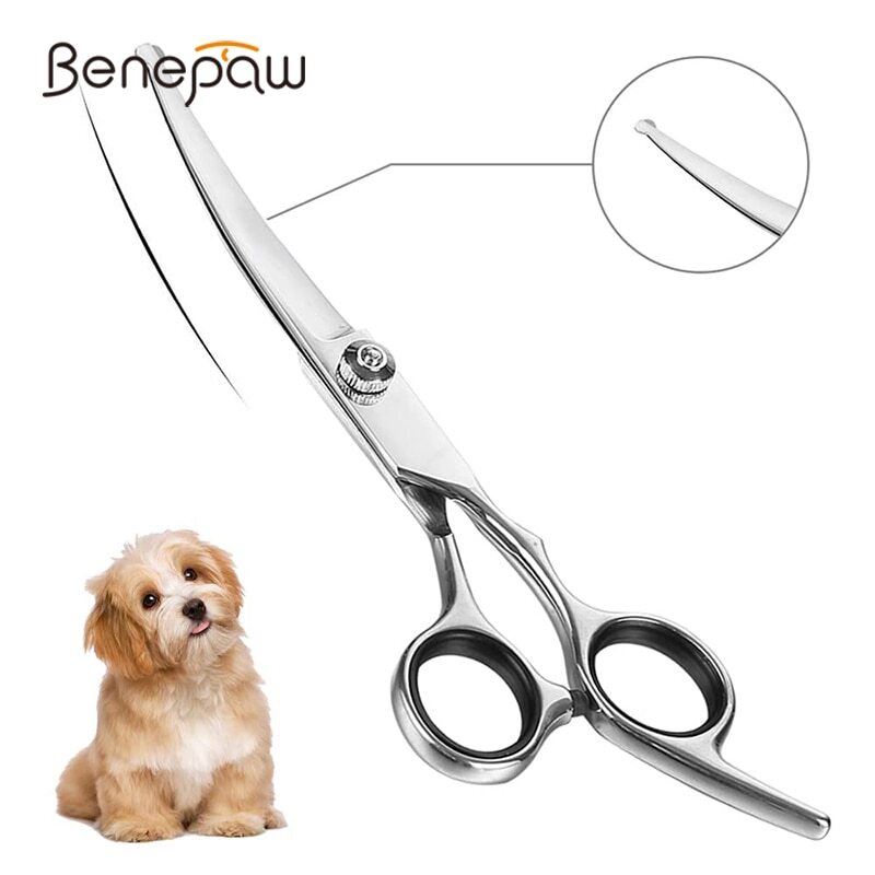 Benepaw กรรไกรตัดขน สเตนเลส ทรงโค้ง ปลายกลม สําหรับสัตว์เลี้ยง สุนัข แมว
