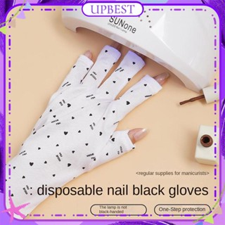 ♕ Baoshiman Nail Art ถุงมือทำเล็บป้องกันรังสียูวี 1 คู่ Finger-free Light Sunscreen White Gloves Refreshing Breathable Manicure Tool For Nail Shop UPBEST