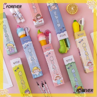 FOREVER ชุดปากกาเจล 3 ชิ้น / กล่องเติม 2 ชิ้น ชุดปากกาของขวัญวันเกิดใหม่ Kawaii บีบอัด