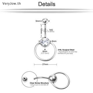 [VeryJow] จิวสะดือ สเตนเลส ทรงกลม ประดับเพชร เซ็กซี่ สําหรับร่างกาย [TH]