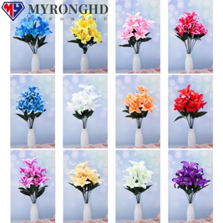 Myronghd ช่อดอกลิลลี่ประดิษฐ์ 10 ดอก หลากสี สําหรับตกแต่งบ้าน DIY