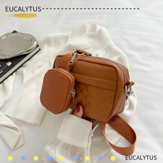 Eutus กระเป๋าสะพายไหล่ หนัง Pu ทรงสี่เหลี่ยม ความจุสูง สีพื้น สไตล์มินิมอล สําหรับเด็กผู้หญิง