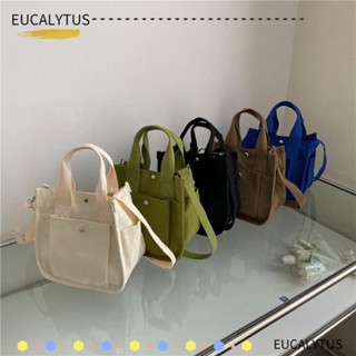 Eutus กระเป๋าสะพายไหล่ลําลอง ผ้าแคนวาส ทรงโท้ท ทรงสี่เหลี่ยม สีพื้น แฟชั่นฤดูร้อน สําหรับสตรี