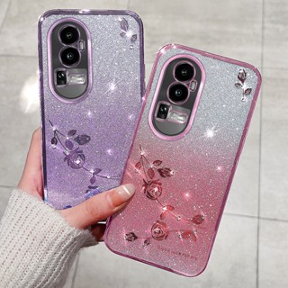 ขายดี เคสโทรศัพท์มือถือ ซิลิโคน ชุบไฟฟ้า ไล่โทนสี ลายดอกกุหลาบ สําหรับ OPPO Reno10 Pro 5G 10Pro+ Reno10 5G Reno 10 Pro+