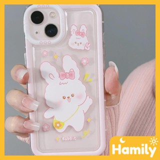 Photo Frame Airbag iPhone Case TPU Soft Clear Case Cute Cartoon Pink Bunny Camera Protection Shockproof Compatible with iPhone 14 13 12 11 Pro Max XS Max XR XS 6 7 8 Plus