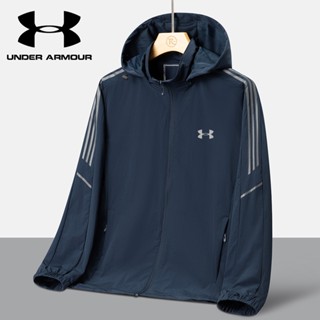 UNDER ARMOUR [L-5XL] ใหม่ เสื้อแจ็กเก็ตกันลม ยืดหยุ่น 70D กันลม กันน้ํา ถอดออกได้ กันลม สี่ด้าน เหมาะกับฤดูใบไม้ผลิ ฤดูใบไม้ร่วง สําหรับผู้ชาย