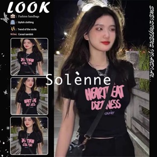 Solenne  เสื้อครอป เสื้อยืดผู้หญิง ครอป baby tee สาวเรโทร 2023 NEW Style พิเศษ High quality Trendy สไตล์เกาหลี A99J308 36Z230909