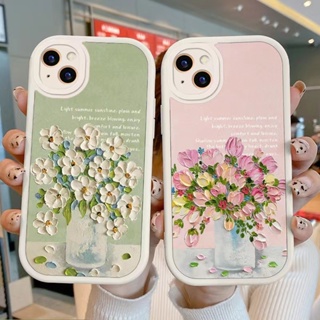 เคสโทรศัพท์มือถือหนังแกะ TPU นิ่ม กันกระแทก ป้องกันกล้อง ลายดอกไม้น่ารัก หรูหรา สําหรับ iPhone 14 13 12 11 Pro Max Mini X XS XR 6 7 8 Plus