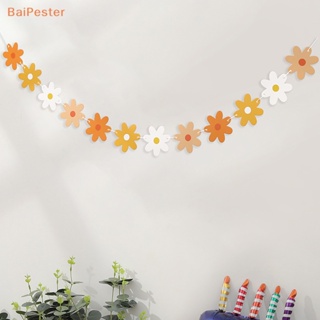 [BaiPester] แบนเนอร์กระดาษ ลายดอกเดซี่ สีขาว สไตล์โบโฮ สําหรับตกแต่งปาร์ตี้ ในร่ม